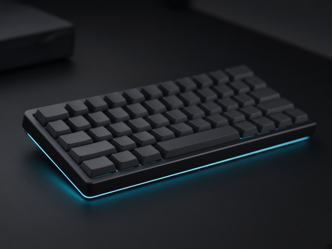 Clavier mécanique sombre avec lueur cyan